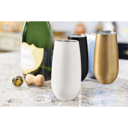branded Rosa 170ml Vacuum Champagne Flute, from our range of promotional Reusable Coffee Cups - Metal