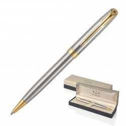 branded Metal Pen Ballpoint Parker Sonnet - Brushed Stainless GT, from our range of promotional Executive Pens
