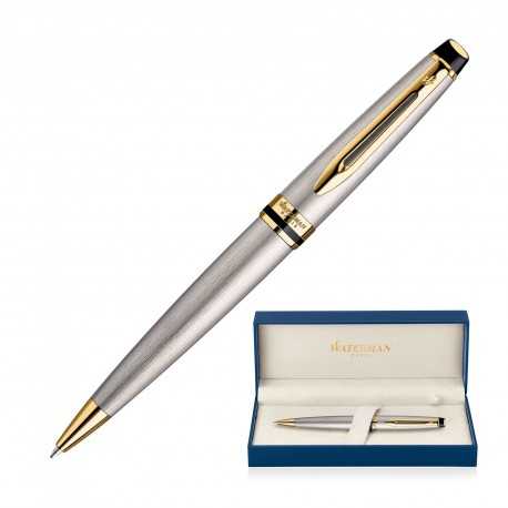 branded Metal Pen Ballpoint Waterman Expert - Brushed Stainless 23k gold plated trim, from our range of promotional Executive...