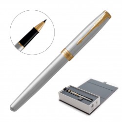 branded Metal Pen Rollerball Parker Sonnet - Brushed Stainless GT, from our range of promotional Executive Pens