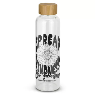 branded Eden Glass Bottle Bamboo Lid - 600ml, from our range of promotional Drink Bottles - Glass