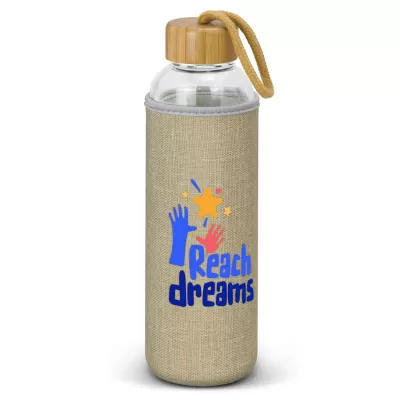 branded Eden Glass Bottle - Natural Sleeve - 600ml , from our range of promotional Drink Bottles - Glass