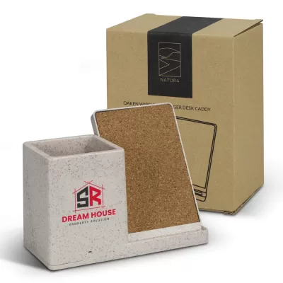 branded Oaken Wireless Charger Desk Caddy, from our range of promotional Phone Accessories