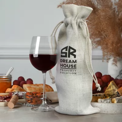 branded Jute Wine Drawstring Bag, from our range of promotional Drawstring Bags & Back Sacks