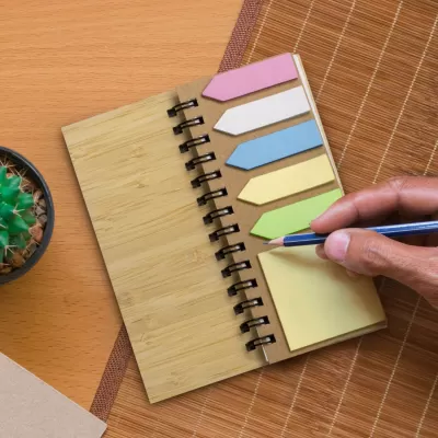 branded Bamboo Sticky Note Wallet, from our range of promotional Printed Post It Notes