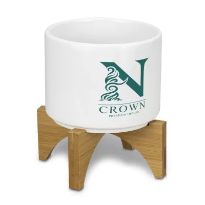 branded Planter with Bamboo Base, from our range of promotional Homeware Products