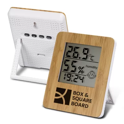 branded Bamboo Weather Station, from our range of promotional Desk & Weather Station Clocks