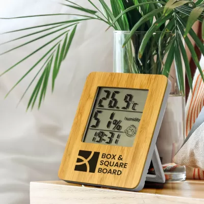 branded Bamboo Weather Station, from our range of promotional Desk & Weather Station Clocks