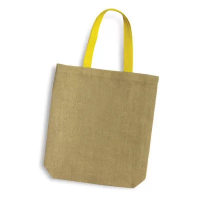 branded Thera Jute Tote Bag - Coloured Handles, from our range of promotional Jute Shopping & Tote Bags
