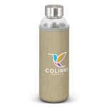 branded Venus Glass Bottle - Natural Sleeve, from our range of promotional Drink Bottles - Metal
