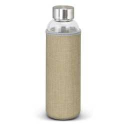 branded Venus Glass Bottle - Natural Sleeve, from our range of promotional Drink Bottles - Metal