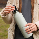 branded Nomad Vacuum Bottle 1L - Carry Lid, from our range of promotional Drink Bottles - Metal