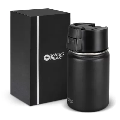 branded Swiss Peak Stealth Vacuum Cup - 400ml, from our range of promotional Reusable Coffee Cups - Metal