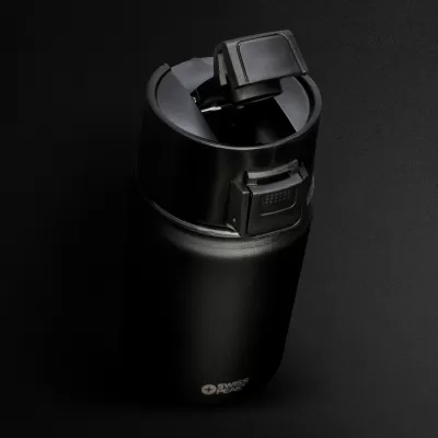 branded Swiss Peak Stealth Vacuum Cup - 400ml, from our range of promotional Reusable Coffee Cups - Metal