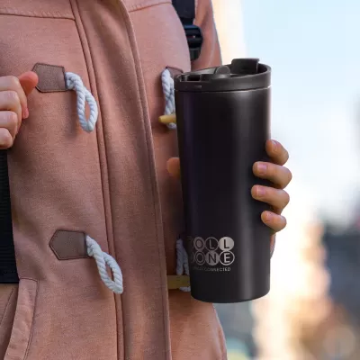 branded Coffee Press Vacuum Cup - 500ml, from our range of promotional Reusable Coffee Cups - Metal