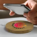 branded Vita Bamboo Wireless Charger - Round, from our range of promotional Phone &amp; Tablet Chargers