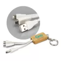 branded Bamboo Charging Cable Key Ring - Rectangle, from our range of promotional USB Hubs &amp; Cables