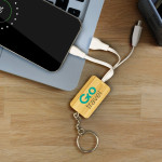 branded Bamboo Charging Cable Key Ring - Rectangle, from our range of promotional USB Hubs &amp; Cables