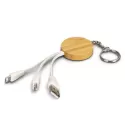 branded Bamboo Charging Cable Key Ring - Round, from our range of promotional USB Hubs &amp; Cables