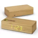 branded Bamboo Wireless Charging Clock, from our range of promotional Phone &amp; Tablet Chargers