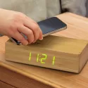branded Bamboo Wireless Charging Clock, from our range of promotional Phone &amp; Tablet Chargers