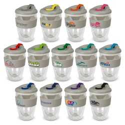 branded Valencia Cup - 350mL, from our range of promotional Reusable Coffee Cups - Glass