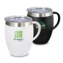 branded Verona Vacuum Cup with Handle - 300ml, from our range of promotional Stainless Steel Mugs