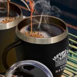 branded Verona Vacuum Cup with Handle - 300ml, from our range of promotional Stainless Steel Mugs
