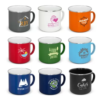 branded Bendigo Enamel Mug - 500ml, from our range of promotional Coffee Mugs