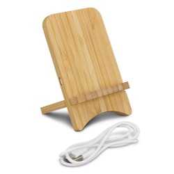 branded Bamboo Wireless Charging Stand, from our range of promotional Phone Accessories