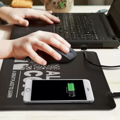 branded Davros Wireless Charging Mouse Mat, from our range of promotional Mouse Pads