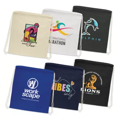 branded Cotton Drawstring Backpack, from our range of promotional Drawstring Bags & Back Sacks