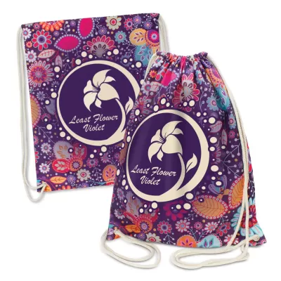 branded Brazil Cotton Drawstring Backpack, from our range of promotional Full Colour Tote Bags