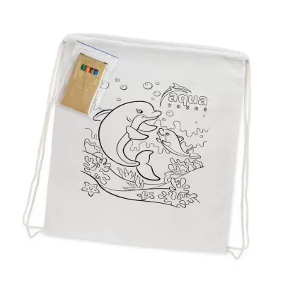 branded Cotton Colouring Drawstring Backpack, from our range of promotional Drawstring Bags & Back Sacks