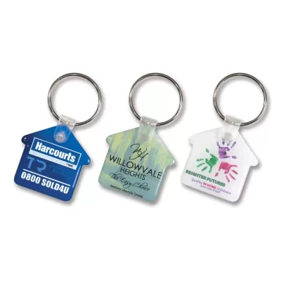 branded Flexi Resin Key Ring - House , from our range of promotional Printed Keyrings