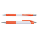 Plastic Promotional Pens  - Cleo White Barrel Plastic Pen
