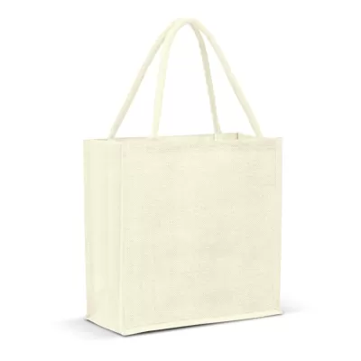 branded Monza Jute Tote Bag - Solid colours, from our range of promotional Jute Shopping & Tote Bags