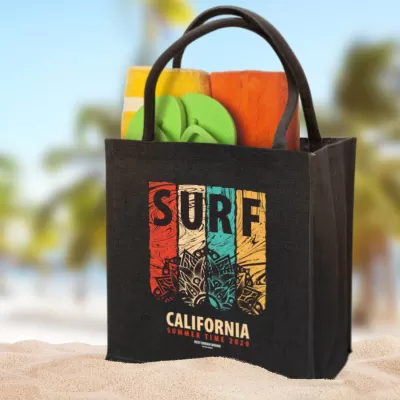 branded Monza Jute Tote Bag - Solid colours, from our range of promotional Jute Shopping & Tote Bags