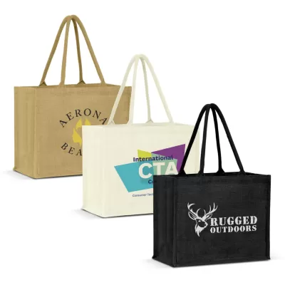 branded Torino Jute Tote Bag - Colour Match, from our range of promotional Jute Shopping & Tote Bags