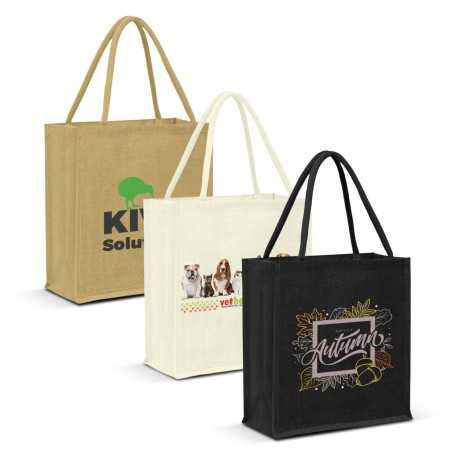 branded Lanza Jute Tote Bag - Colour Match, from our range of promotional Jute Shopping & Tote Bags
