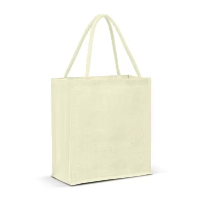 branded Lanza Jute Tote Bag - Colour Match, from our range of promotional Jute Shopping & Tote Bags