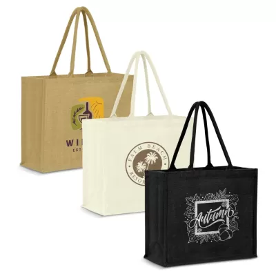 branded Modena Jute Tote Bag - Colour Match, from our range of promotional Jute Shopping & Tote Bags