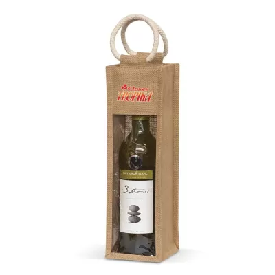 branded Serena Jute Wine Carrier, from our range of promotional Wine Holders & Carriers