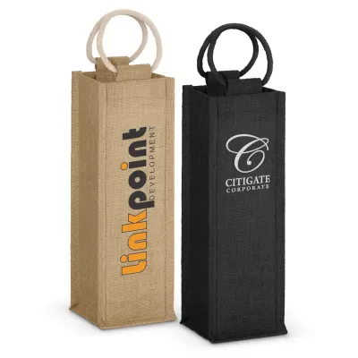 branded Napoli Jute Wine Carrier, from our range of promotional Wine Holders & Carriers
