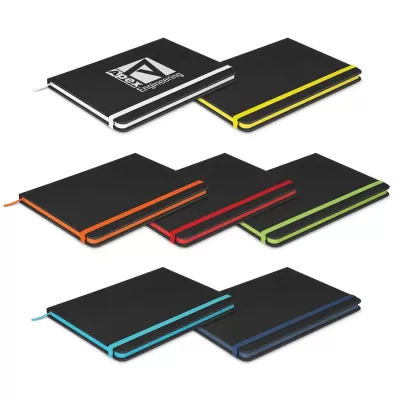 branded Omega Black Notebook, from our range of promotional Promotional Journals & Notebooks