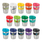 branded Express Cup Elite - Silicone Band, from our range of promotional Reusable Coffee Cups - Metal
