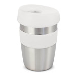 branded Express Cup Elite - Silicone Band, from our range of promotional Reusable Coffee Cups - Metal