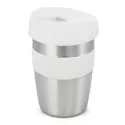 branded Express Cup Elite - Silicone Band, from our range of promotional Reusable Coffee Cups - Metal
