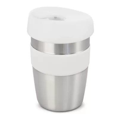 branded Express Cup Elite - Silicone Band, from our range of promotional Reusable Coffee Cups - Metal