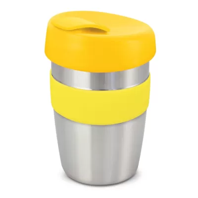 branded Express Cup Elite - Silicone Band, from our range of promotional Reusable Coffee Cups - Metal